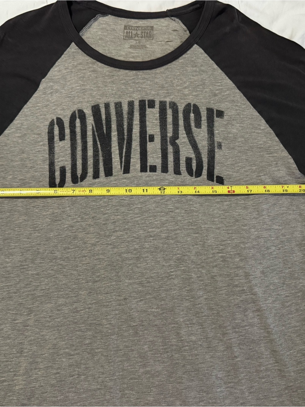 Converse Men’s Gray and Black Raglan 3/4 Sleeve Tee - Picture 6 of 7
